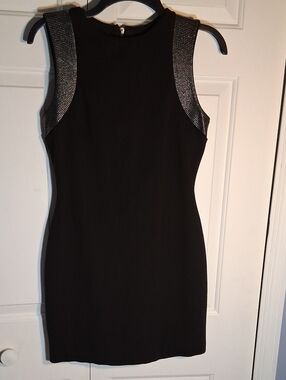 MNG Collection Black Sleeveless Dress with Silver Embellished Shoulders